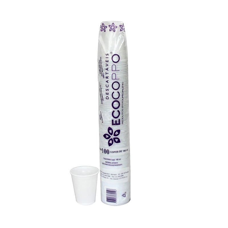 Copo 180ml com 100 unidades ecocoppo