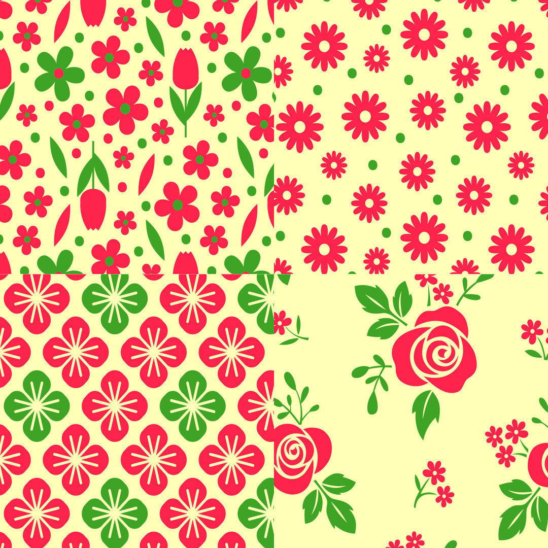 9865   4 estampas flores