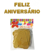Letreiro em EVA 12cm Glitter Ouro FELIZ ANIVERSÁRIO Make+ 810