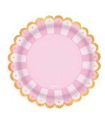 Prato Decorado 18,5cm Rosa Glamour c/8und - Kit Festa