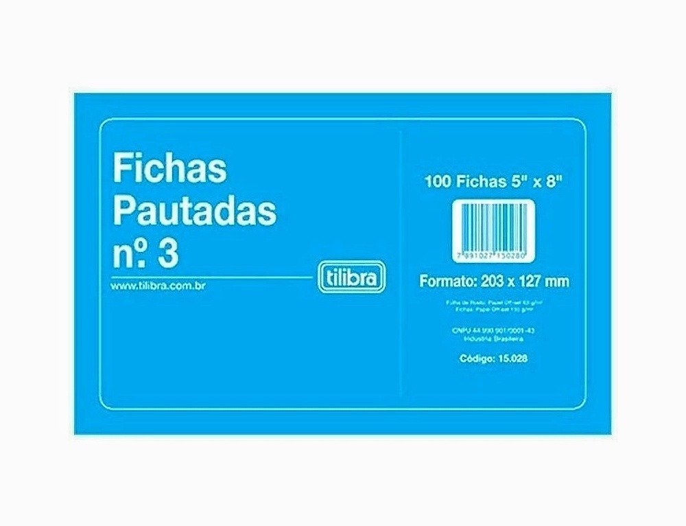 Kit com 3 ficha pautada 5x8 n3 c100 folhas tilibra d nq np 741735 mlb31181483492 062019 f