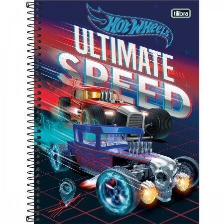 Caderno espiral capa dura universitario 1 materia hot wheels 80 folhas 310123 e3