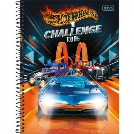 Caderno espiral capa dura universitario 1 materia hot wheels 80 folhas 310123 e4