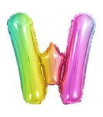 Balão Metalizado Letra W 40cm Arco-Íris 8250 Make+