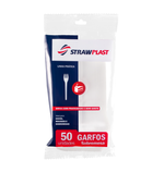 Garfo Refeicao Cristal c/ 50 Strawplast/Mexa Bem