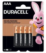 Pilha Palito AAA Alcalina Duracell c/ 4