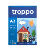 Papel A3 Desenho 150g 50fls cx c/20Pct Troppo