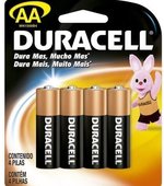 Pilha Pequena AA Alcalina Duracell c/4